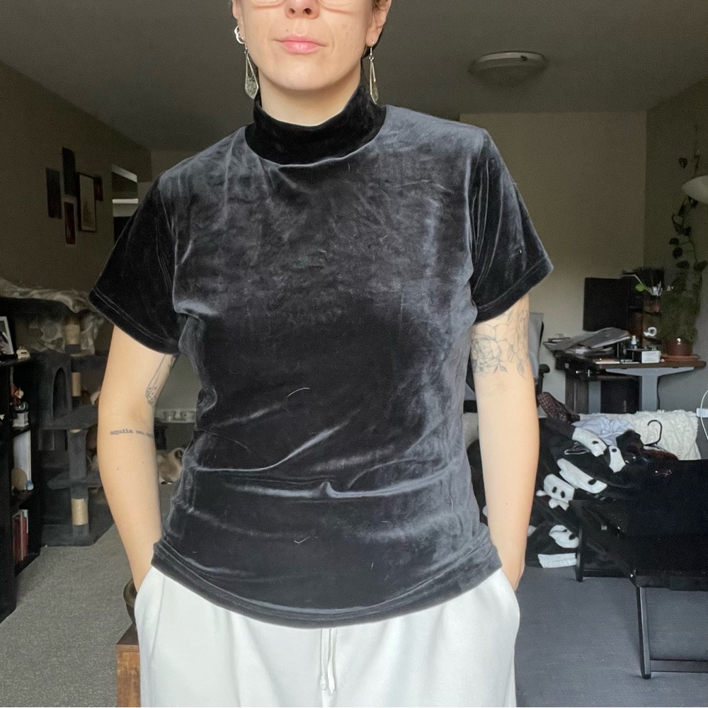 Black Velvet Turtleneck Top